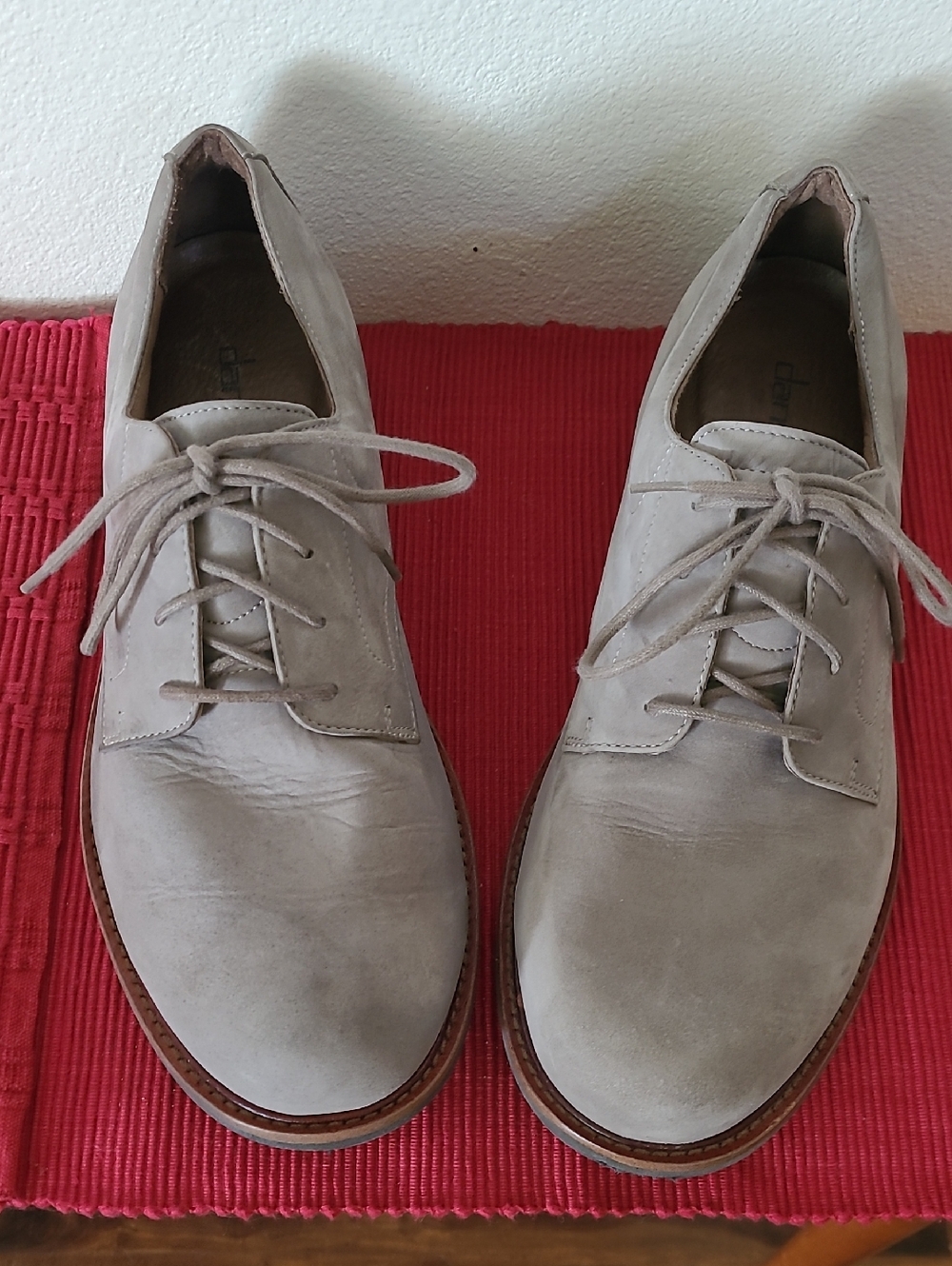 Men's Dansko Josh Taupe Lace-Up Milled Nubuck Oxford Dress Shoes